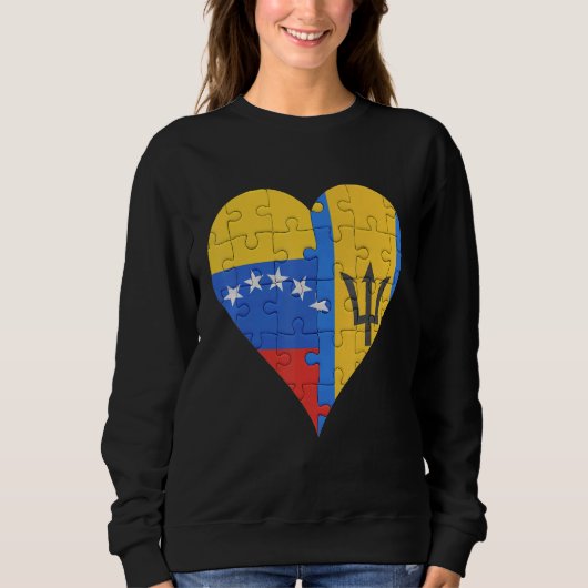 Barbadian Flag Herz Sweatshirt (Vorderseite)