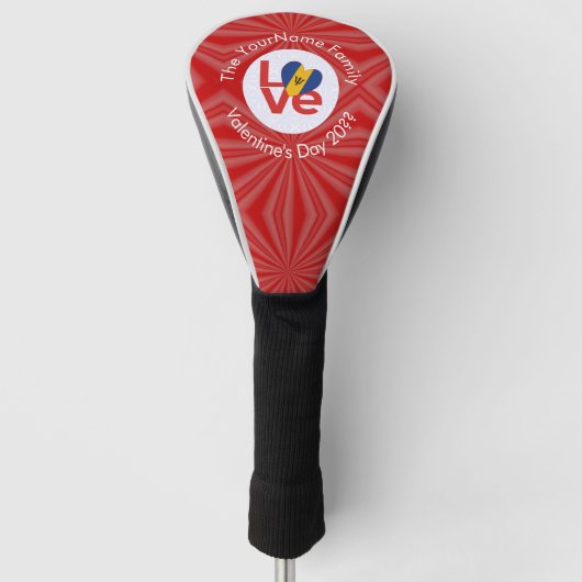 Barbadian Red LIEBE Flag Personalisiert Golf Headcover (Vorderseite)