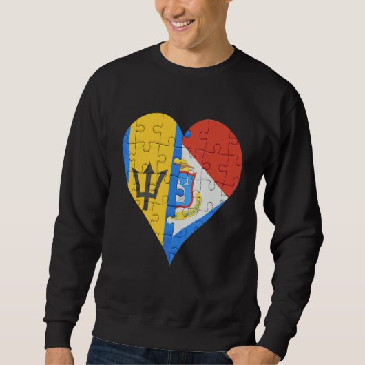 Barbadian Sint Maartener Flag Herz Sweatshirt (Vorderseite)