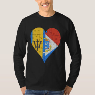 Barbadian Sint Maartener Flag Herz T-Shirt
