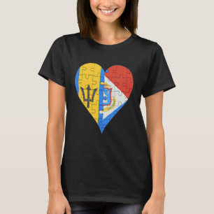 Barbadian Sint Maartener Flag Herz T-Shirt