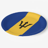 Barbadische Flagge (Barbados) (Bajan) Pappteller (Schrägansicht)