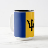 Barbadische Flagge (Barbados) (Bajan) Zweifarbige Tasse (Vorderseite Links)