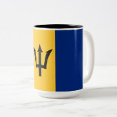 Barbadische Flagge (Barbados) (Bajan) Zweifarbige Tasse (VorderseiteRechts)
