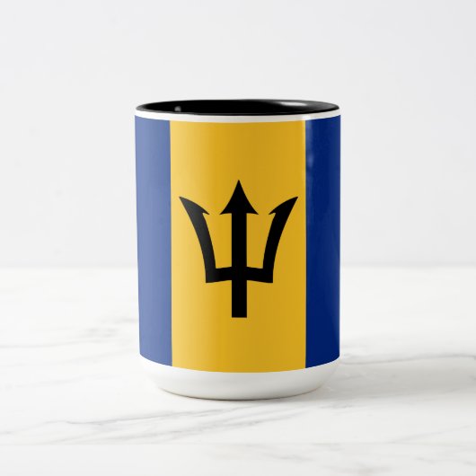 Barbadische Flagge (Barbados) (Bajan) Zweifarbige Tasse (Mittel)