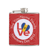Barbadische LIEBE Herzenflagge Valentine Personali Flachmann (Vorderseite)