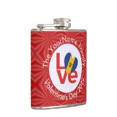 Barbadische LIEBE Herzenflagge Valentine Personali Flachmann (Rechts)