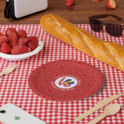 Barbadische LIEBE Herzenflagge Valentine Personali Pappteller (Picknick)