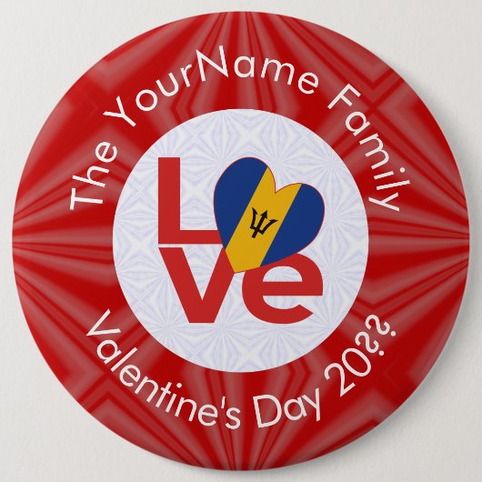 Barbadische Red LOVE Flagge Personalisiert Button (Vorderseite)