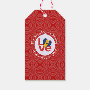 Barbadische rote LOVE-Flagge personalisiert  Geschenkanhänger