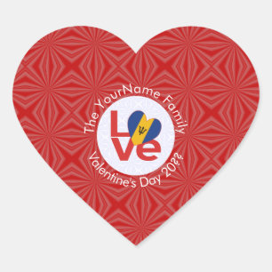 Barbadisches Rot LIEBE Flagge Personalisiert  Herz-Aufkleber