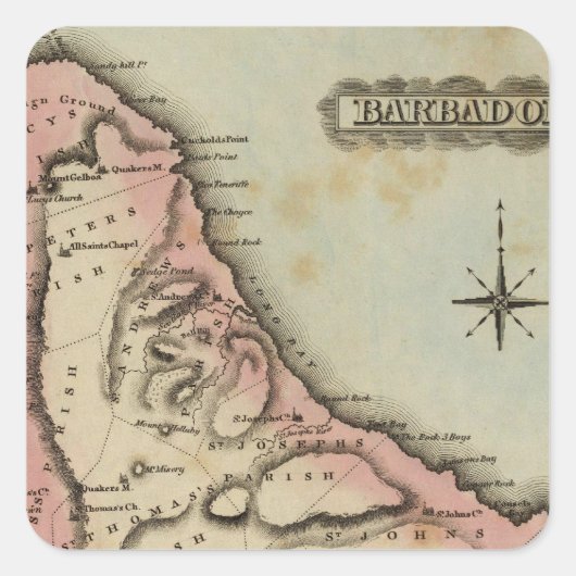 Barbados 2 quadratischer aufkleber (Vorderseite)