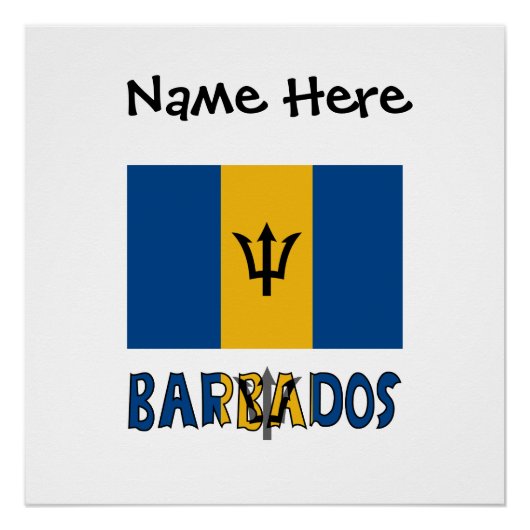 Barbados and Barbadian Flag with Your Name Poster (Vorderseite)