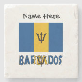Barbados and Barbadian Flag with Your Name Steinuntersetzer (Vorderseite)