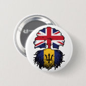 Barbados Barbadian Britisch-UK Tree Roots Flag Button (Vorne & Hinten)