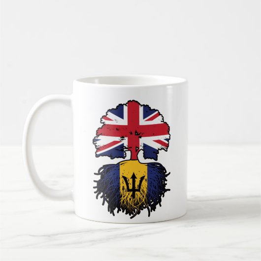 Barbados Barbadian Britisch-UK Tree Roots Flag Kaffeetasse (Links)