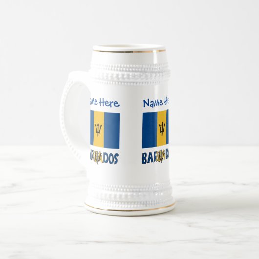 Barbados Barbadian Flag Blue Personalization Bierglas (Vorderseite Links)
