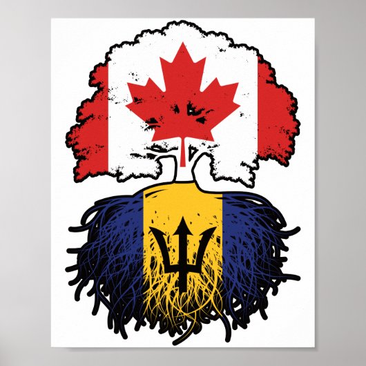 Barbados Barbadian kanadische Tree Roots Flag Poster (Vorne)
