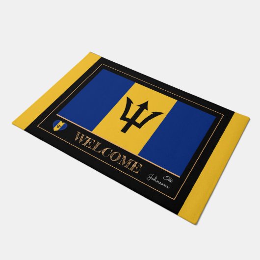 Barbados & Barbados Flag Haus Matten/Sport Willkom Fußmatte (Schrägansicht)