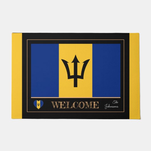 Barbados & Barbados Flag Haus Matten/Sport Willkom Fußmatte (Vorderseite)