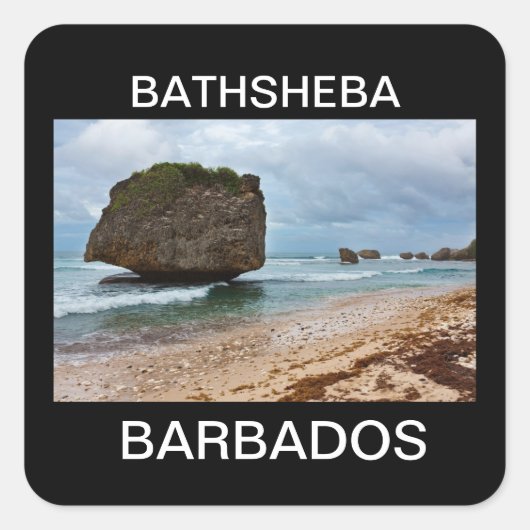 Barbados, Bathsheba Rocks Quadratischer Aufkleber (Vorderseite)