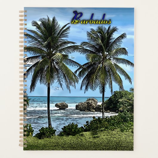 Barbados Beach Palm Trees Planer (Vorderseite)