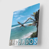 Barbados Beach Quadratische Wanduhr (Winkel)