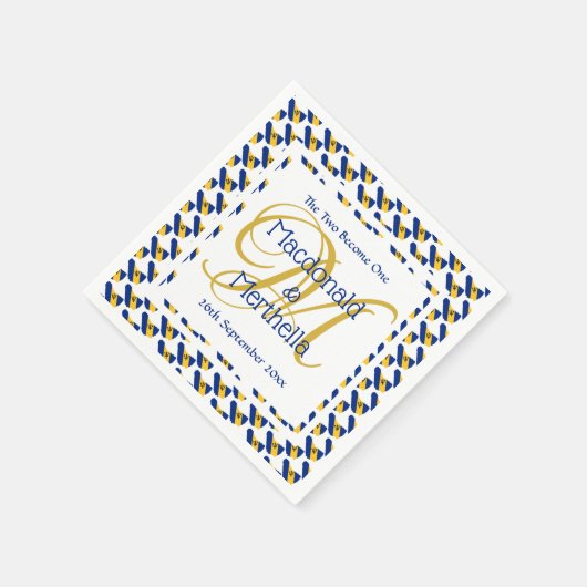 BARBADOS Custom Monogram Wedding Celebration Paper Serviette (Ecke)