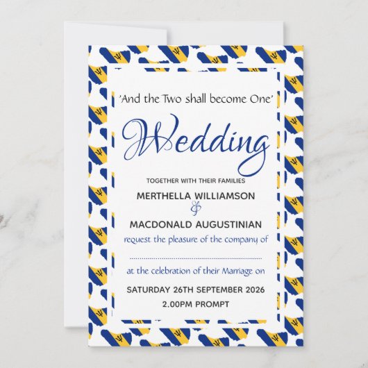 BARBADOS Custom Wedding Celebration Scripting Einladung (Vorderseite)