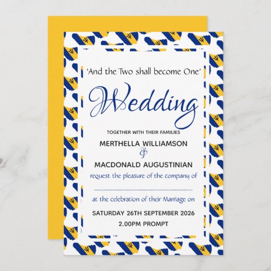 BARBADOS Custom Wedding Celebration Scripting Einladung (Vorne/Hinten)