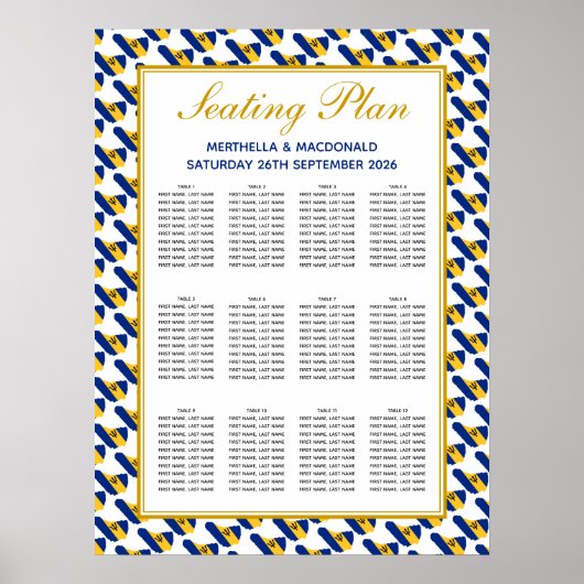 BARBADOS Custom Wedding Empfang 120 Sitzplan Poster (Vorne)