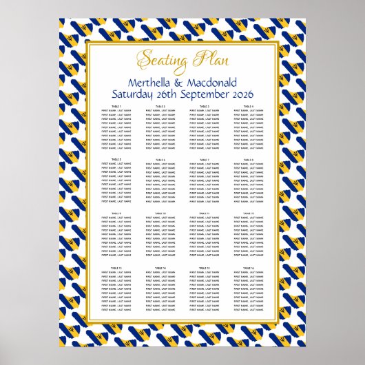 BARBADOS Custom Wedding Empfang 160 Sitzplan Poster (Vorne)