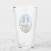 "Barbados Est. 1966" Ost-Küstenansicht mit Flagge Glas (Rückseite)