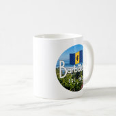 "Barbados Est. 1966" Ost-Küstenansicht mit Flagge Kaffeetasse (VorderseiteRechts)