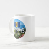 "Barbados Est. 1966" Ost-Küstenansicht mit Flagge Kaffeetasse (Vorderseite Links)