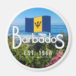 "Barbados Est. 1966" Ost-Küstenansicht mit Flagge Magnet