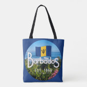 "Barbados Est. 1966" Ost-Küstenansicht mit Flagge Tasche (Rückseite)