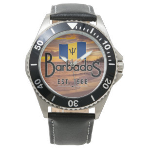 "Barbados Est. 1966" Sonnenuntergang mit Barbados- Armbanduhr