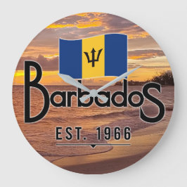 "Barbados Est. Sonnenuntergang 1966 mit Barbados-F Große Wanduhr