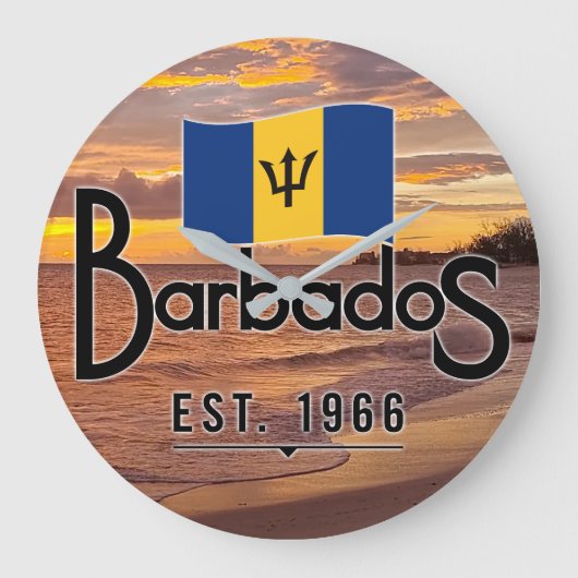 "Barbados Est. Sonnenuntergang 1966 mit Barbados-F Große Wanduhr (Vorderseite)