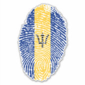 Barbados Fingerprint Flag Aufkleber (Vorderseite)
