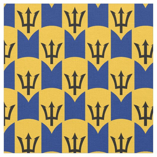 Barbados Flag & Barbados Trendy Fabric /mode Stoff (Nahaufnahme)