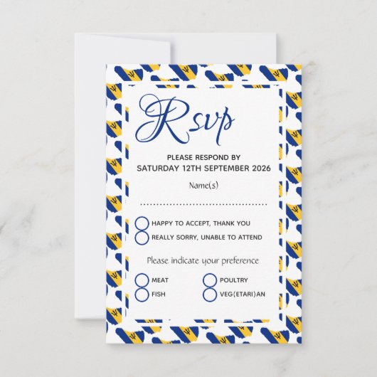 BARBADOS Flag Custom Patriotic Wedding RSVP Karte (Vorderseite)