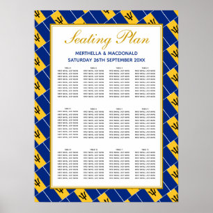 BARBADOS FLAG Custom Wedding 120 Sitzplan Poster