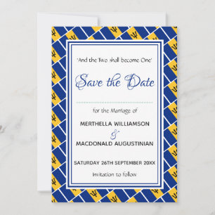 BARBADOS FLAG Customized Scripture Stylish Save The Date