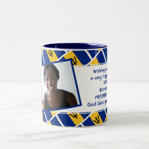 BARBADOS FLAG-Fotomodell Text hinzufügen Zweifarbige Tasse