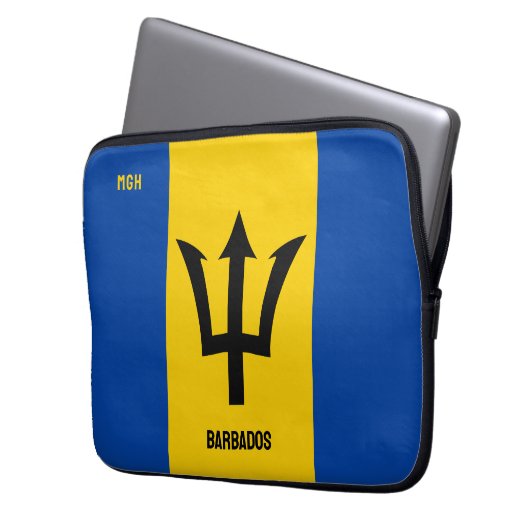 Barbados-Flag für benutzerdefinierte Monogram Laptopschutzhülle (Vorderseite Links)