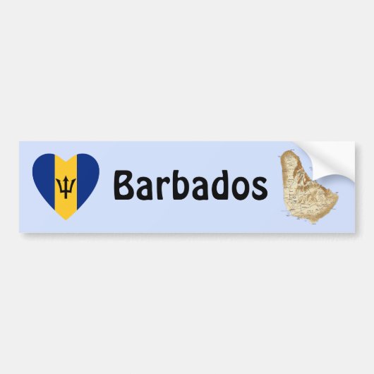 Barbados Flag Herz + Karte Autoaufkleber (Vorne)