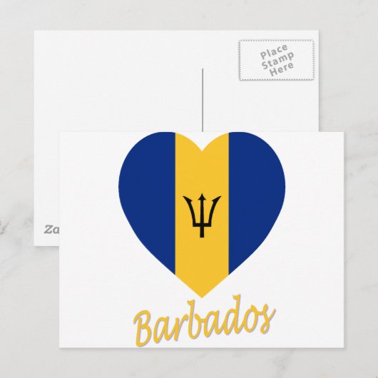 Barbados Flag Herz Postkarte (Vorne/Hinten)