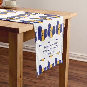 BARBADOS Flag Karte Benutzerdefiniertes Skript Kurzer Tischläufer